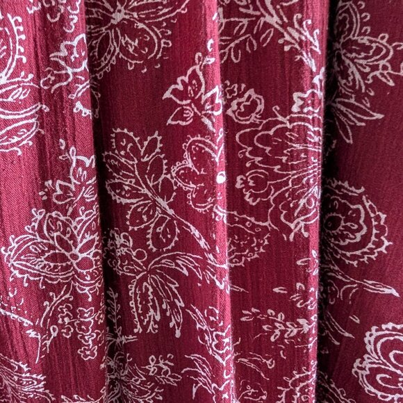 Old Navy Burgundy Cotton dress white floral pattern crochet trim hem XXL Plus - Picture 6 of 10